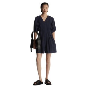 COS Navy V Neck Pleated Romper/Jumpsuit in Sz 6